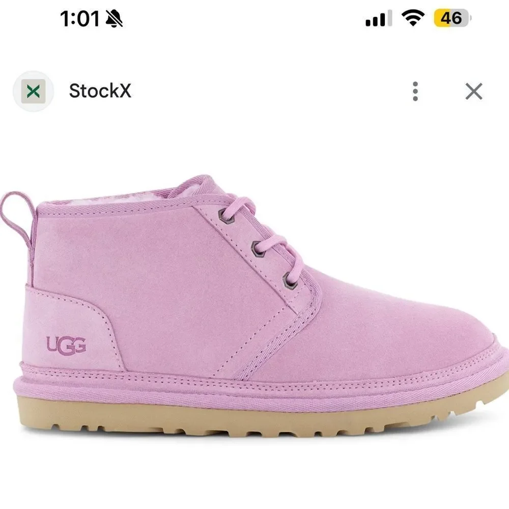 UGG Neumel boots in a primrose pink suede